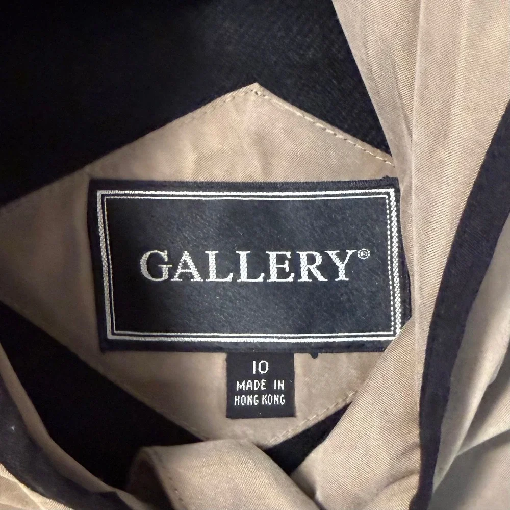 Vintage Tan Hooded Duster Coat Black‎ Piping Maxi Trench Dark Academia Size 10